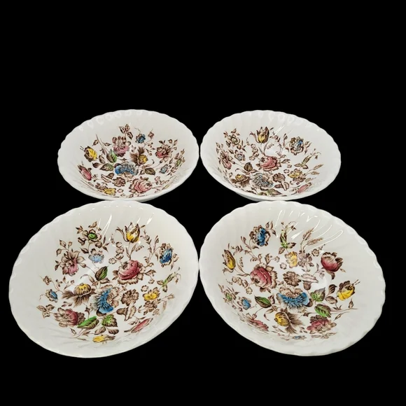 4 Vintage Staffordshire Bouquet 6" Cereal Bowls by Johnson Brothers England - Picture 3 of 8